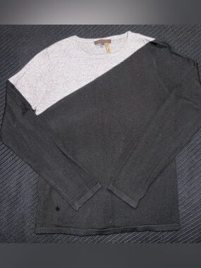 Adolfo Dominguez Two-Tone Crewneck Sweater - Black & Light Gray